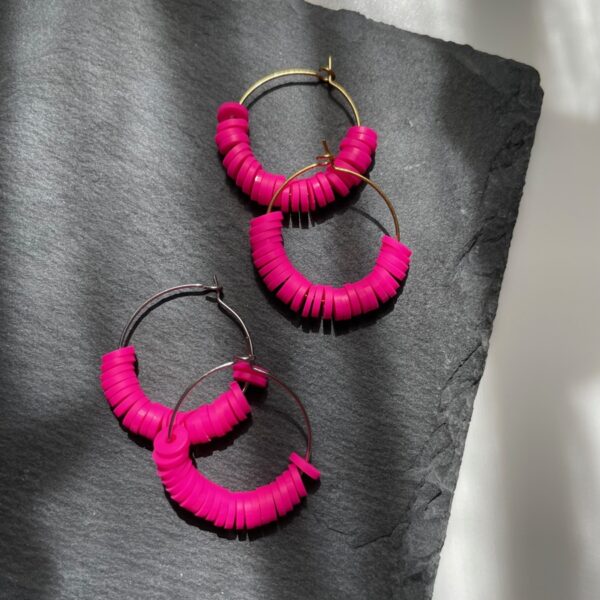 Aros Fucsia Arcilla Polimérica
