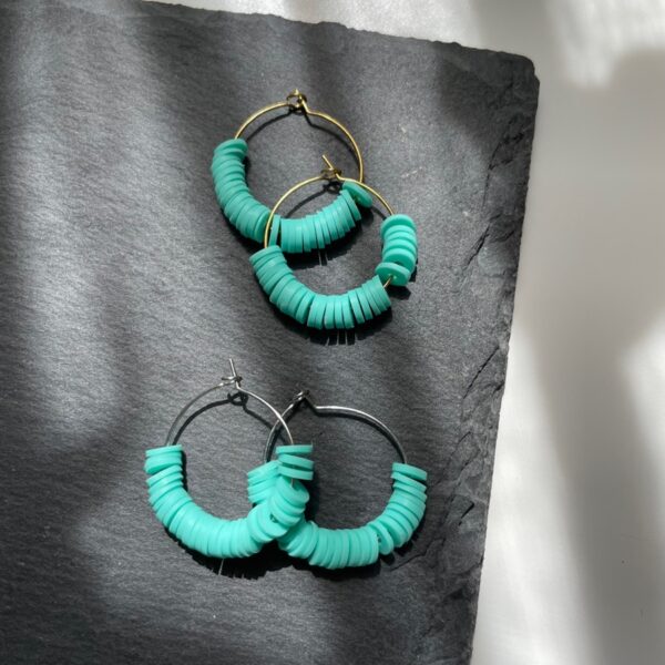 Aros Verde Agua Arcilla Polimérica