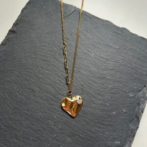 Collar Corazón Brillo Golden
