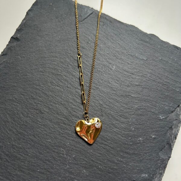 Collar Corazón Brillo Golden